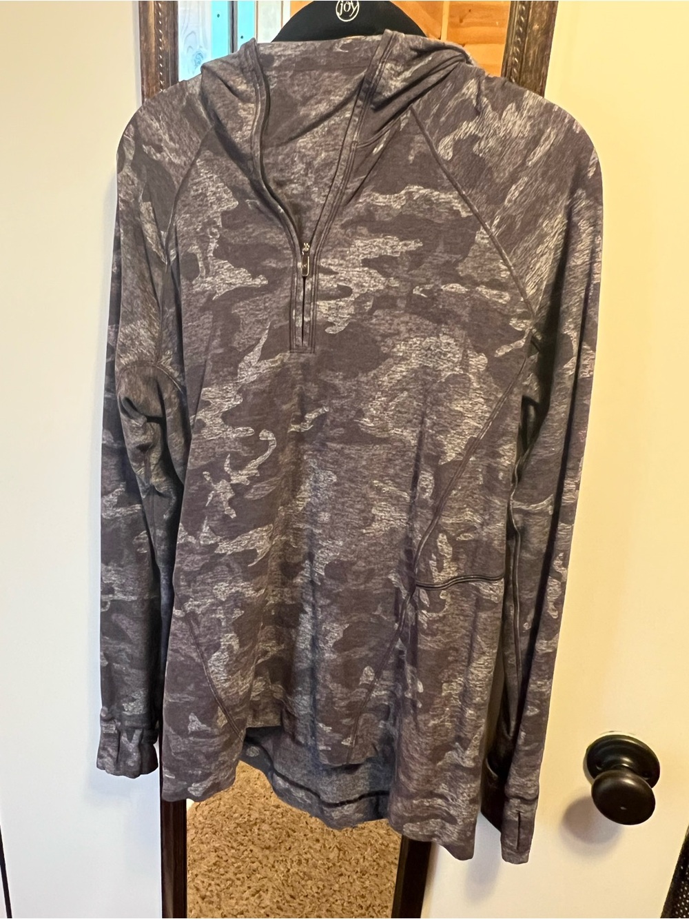 Lululemon Heathered Gray Camo Quarter-Zip Hoodie